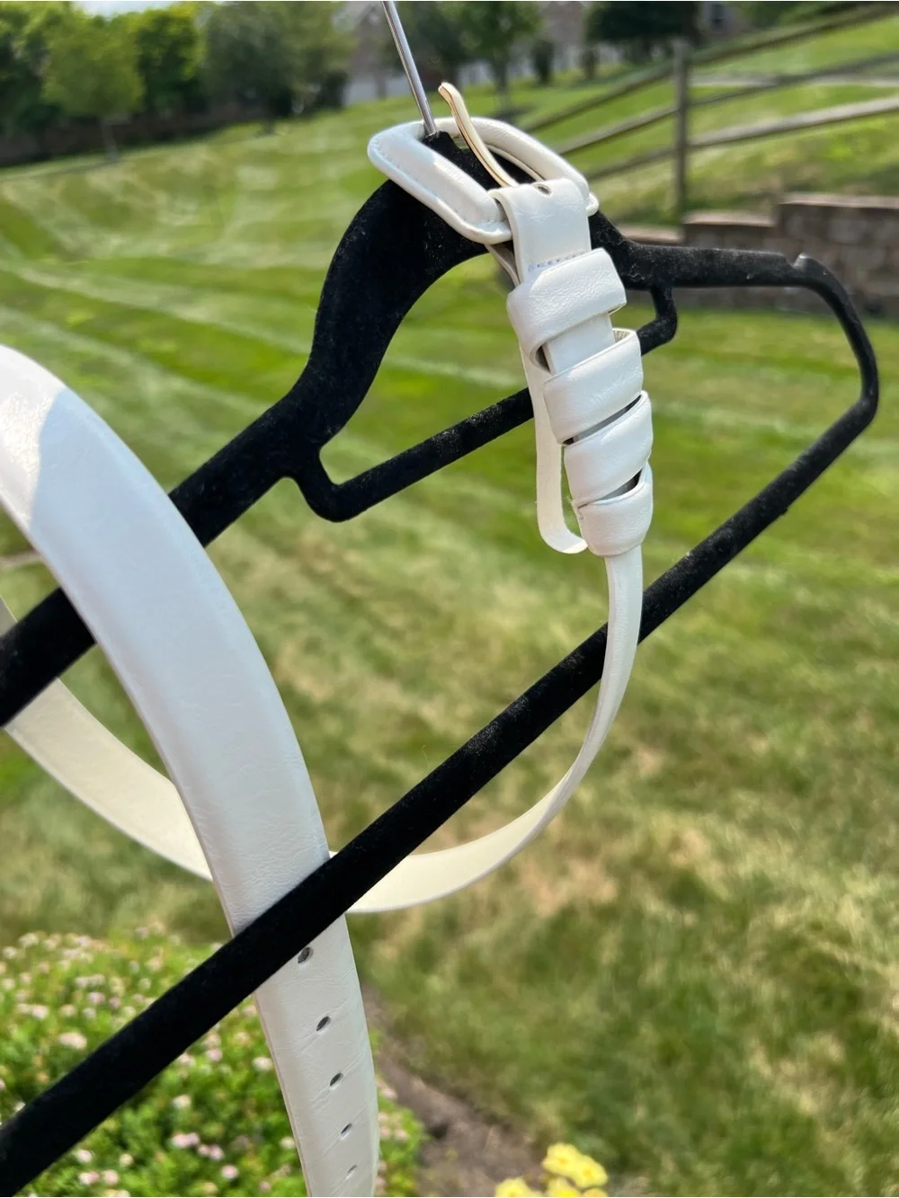 Classic Women's White Leather Belt - Minimal Buckle